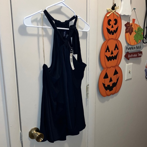Chaps Navy Blue Drape Halter Tank Top Size XL New - Picture 1 of 3